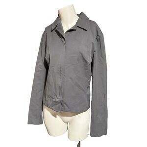 Express World Brand Stretch Gray Zip Elbow Patch Crop Jacket Youth Girls 13/14